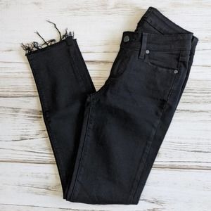 PAIGE Verdugo Ankle Black Raw Hem Jeans sz 25